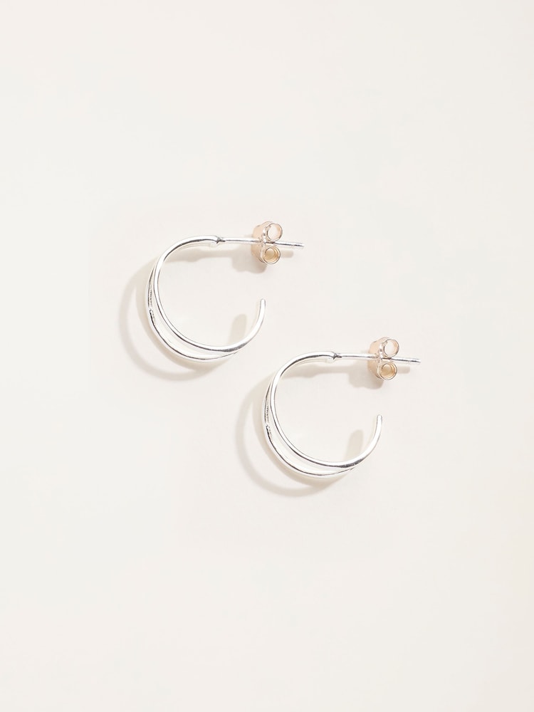 FatFace Sterling Silver Hoop Earrings - 3суретінің 1 суреті