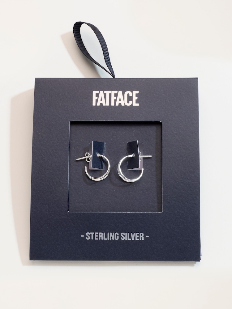 FatFace Sterling Silver Hoop Earrings - 3суретінің 3 суреті
