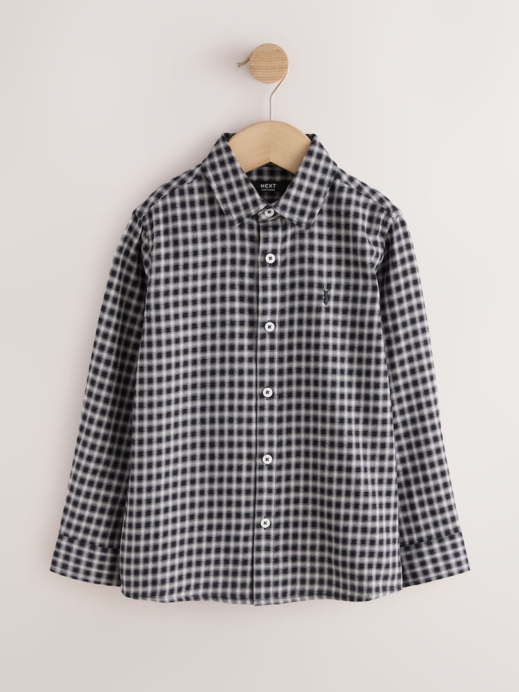 Black/White Micro Check Long Sleeve Check Shirt (3-16yrs) - Image 1 of 4