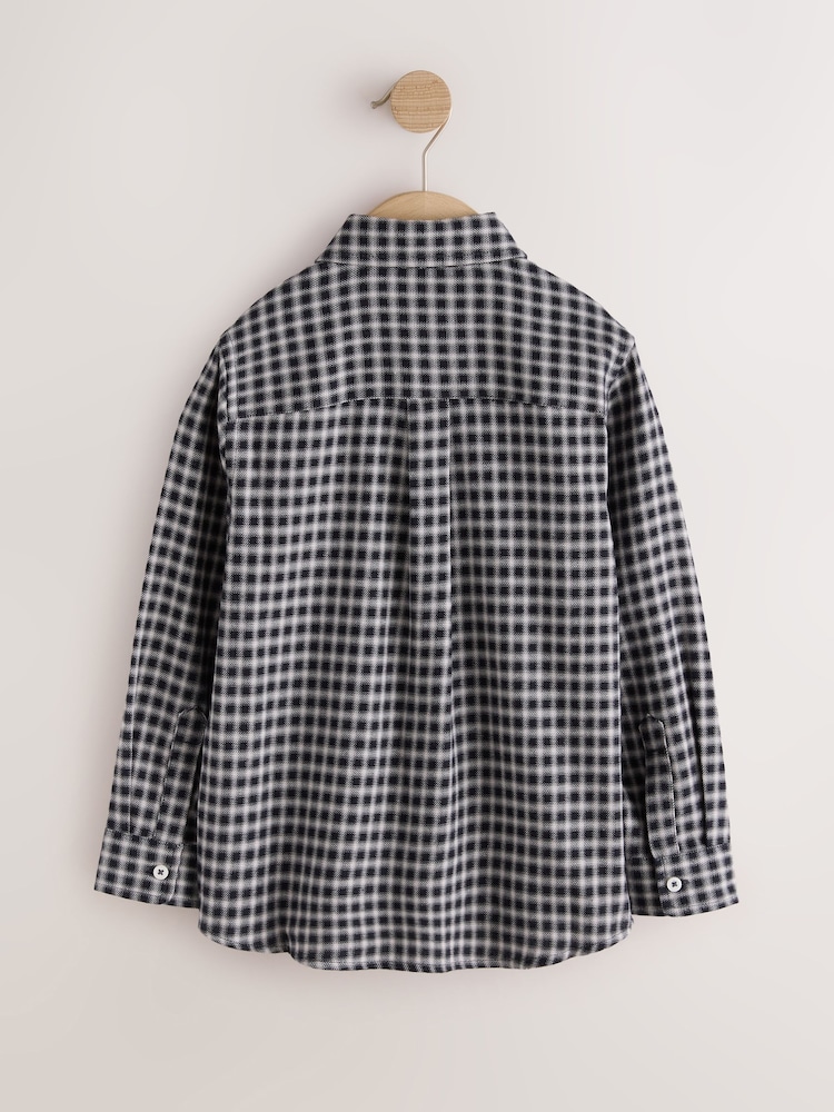 Black/White Micro Check Long Sleeve Check Shirt (3-16yrs) - Image 2 of 4