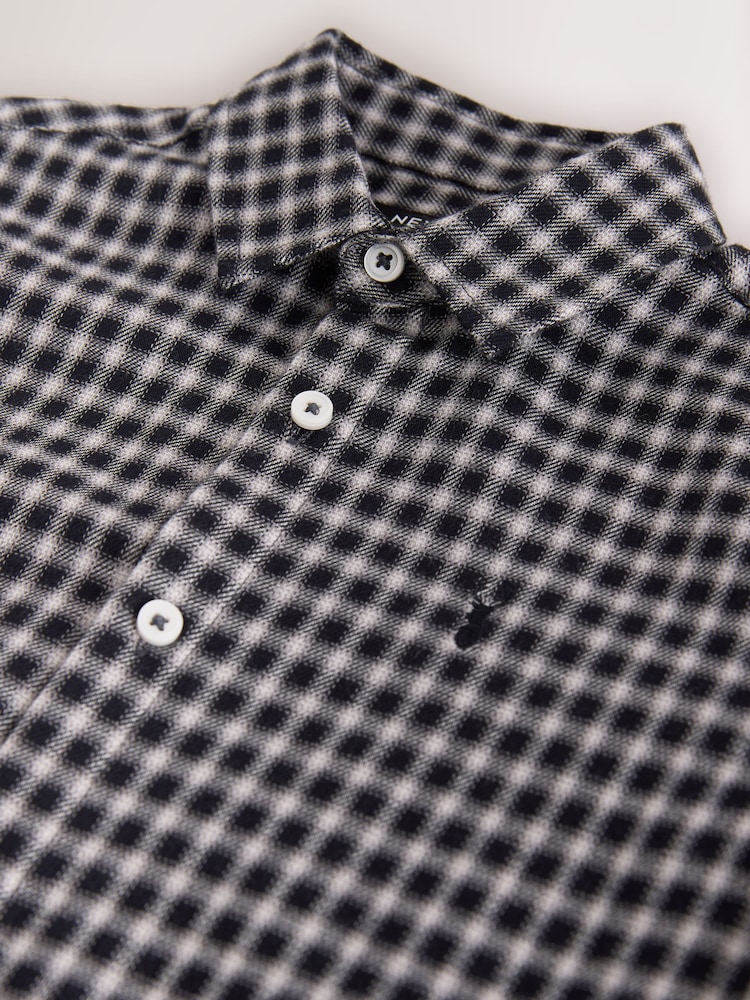 Black/White Micro Check Long Sleeve Check Shirt (3-16yrs) - Image 4 of 4
