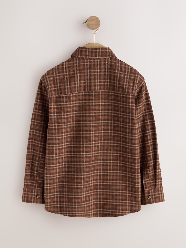 Tan Brown Micro Check Long Sleeve Check Shirt (3-16yrs) - Image 2 of 4 Tan Brown Micro Check Long Sleeve Check Shirt (3-16yrs) - Image 2 of 4