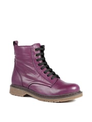Pavers Purple All Leather Block Heel Ankle Boots - Image 1 of 1