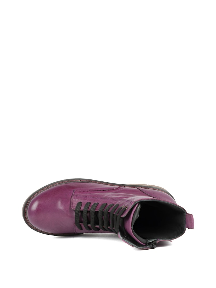 Pavers Purple All Leather Block Heel Ankle Boots - Image 5 of 5