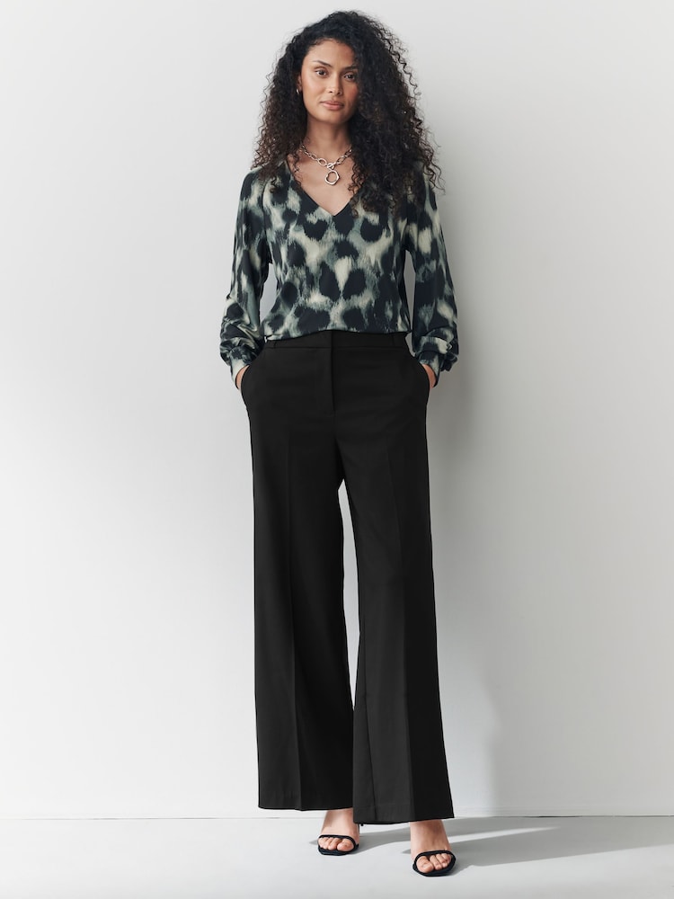 Black Wide Leg Tailored Trousers - Image 1 of 8