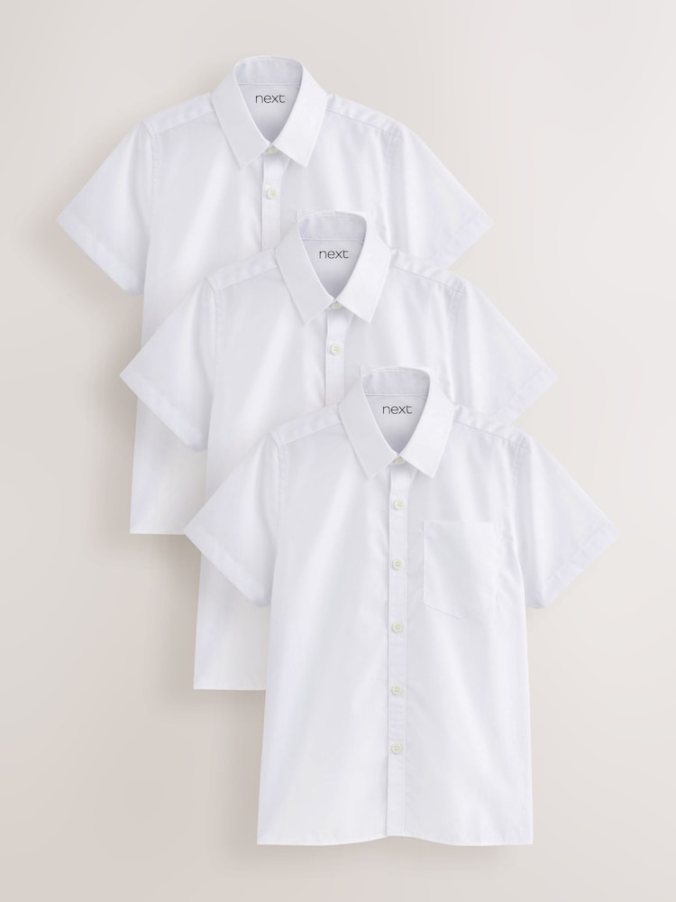 White Regular Fit Short Sleeve School Shirts 3 Pack (3-17yrs) - Image 1 of 3