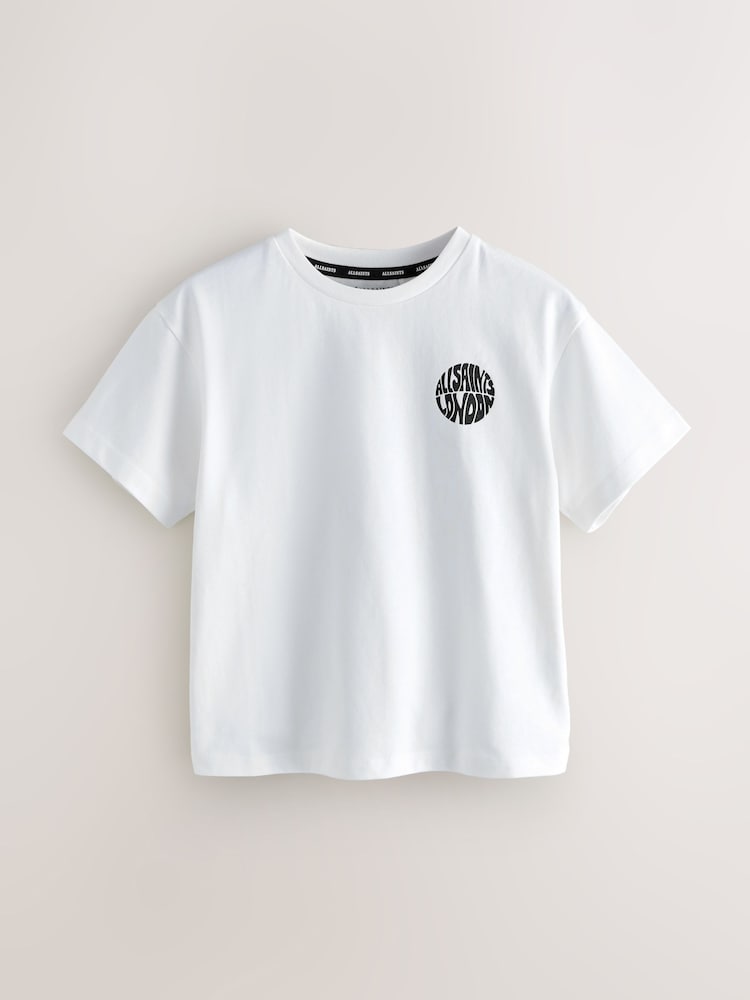smALLSAINTS White Waved Oversized Crew Neck T-Shirt - Image 1 of 4 smALLSAINTS White Waved Oversized Crew Neck T-Shirt - Image 1 of 4