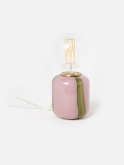 Oliver Bonas Pink Clara Stripe Desk & Table Lamp Base - Image 1 of 5