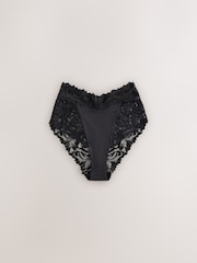 Black High Waist High Leg Ultimate Comfort Lace Knickers 3 Pack - Image 2 of 4