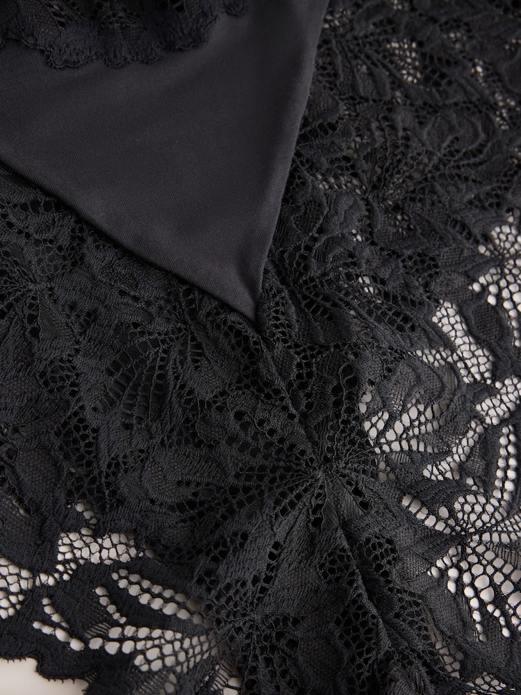 Black High Waist High Leg Ultimate Comfort Lace Knickers 3 Pack - Image 4 of 4