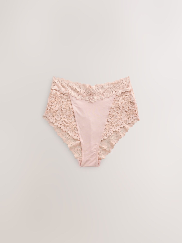 Light Pink High Waist High Leg Ultimate Comfort Lace Knickers 3 Pack - Image 2 of 6 Light Pink High Waist High Leg Ultimate Comfort Lace Knickers 3 Pack - Image 2 of 6