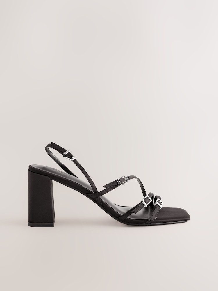Black Forever Comfort® Buckle Block Heels - Image 1 of 4