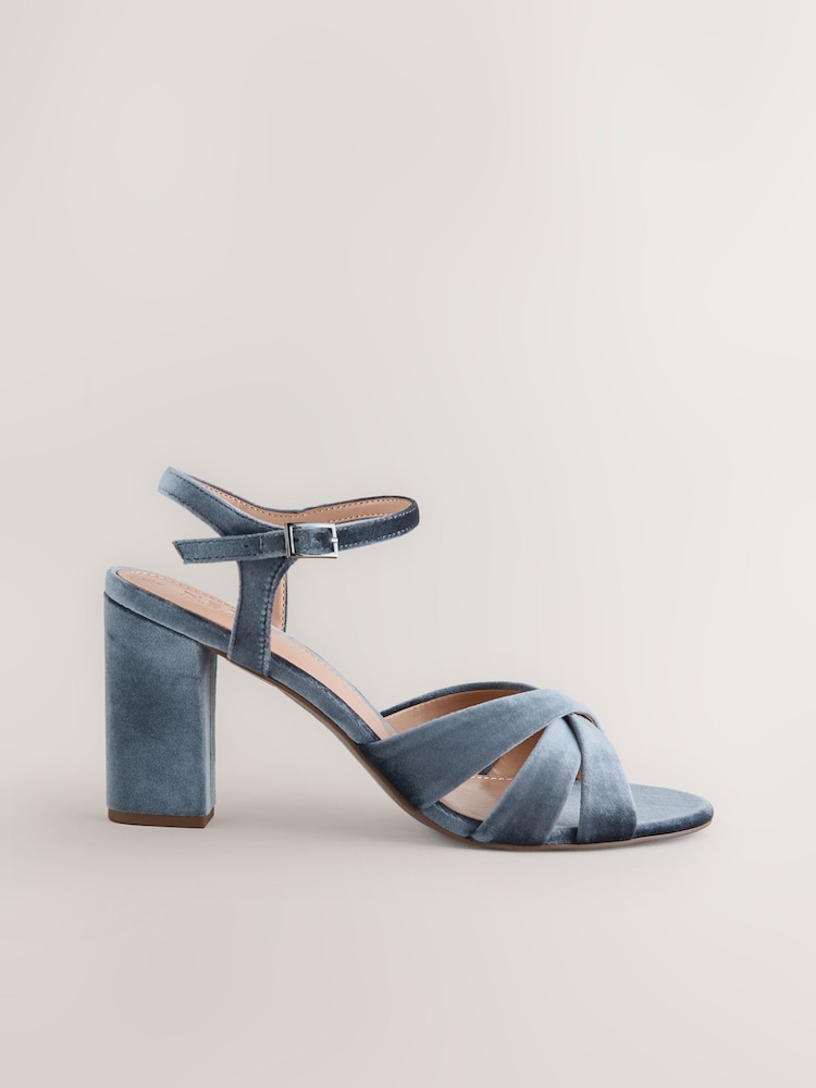 Grey Standard/Wide Fit Forever Comfort® Block Heel Sandals - Image 1 of 8 Grey Standard/Wide Fit Forever Comfort® Block Heel Sandals - Image 1 of 8