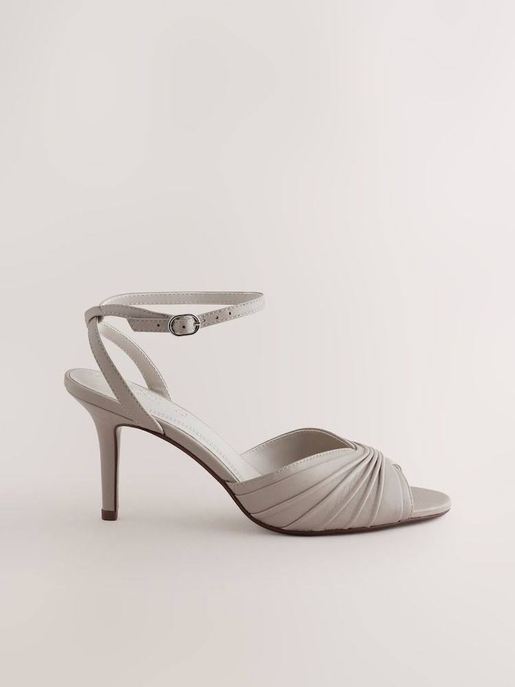 Bone Forever Comfort® Leather Ruched Heeled Sandals - Image 1 of 5
