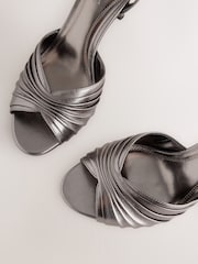 Pewter Forever Comfort® Leather Ruched Heeled Sandals - Image 3 of 5