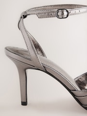 Pewter Forever Comfort® Leather Ruched Heeled Sandals - Image 4 of 5