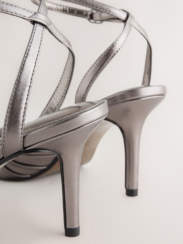 Pewter Forever Comfort® Leather Ruched Heeled Sandals - Image 5 of 5