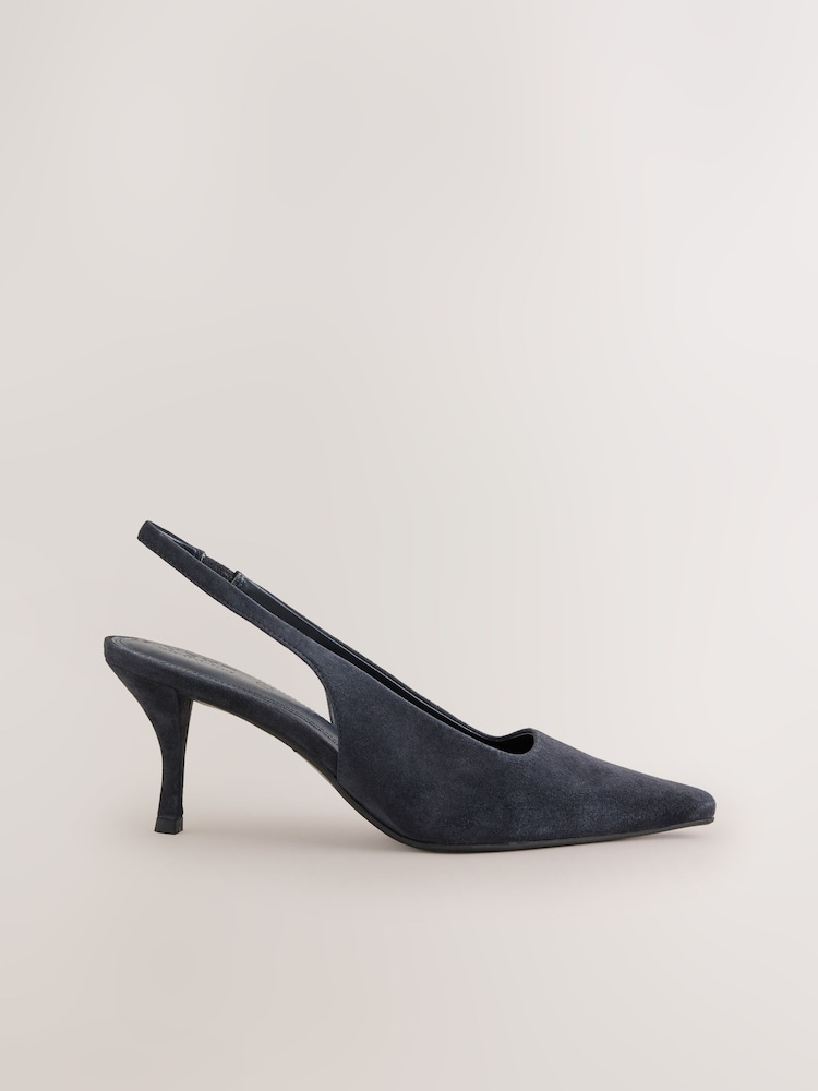 Navy Forever Comfort® Chisel Toe Slingback Heels - Image 1 of 5