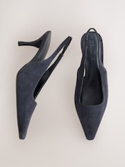 Navy Forever Comfort® Chisel Toe Slingback Heels - Image 2 of 5