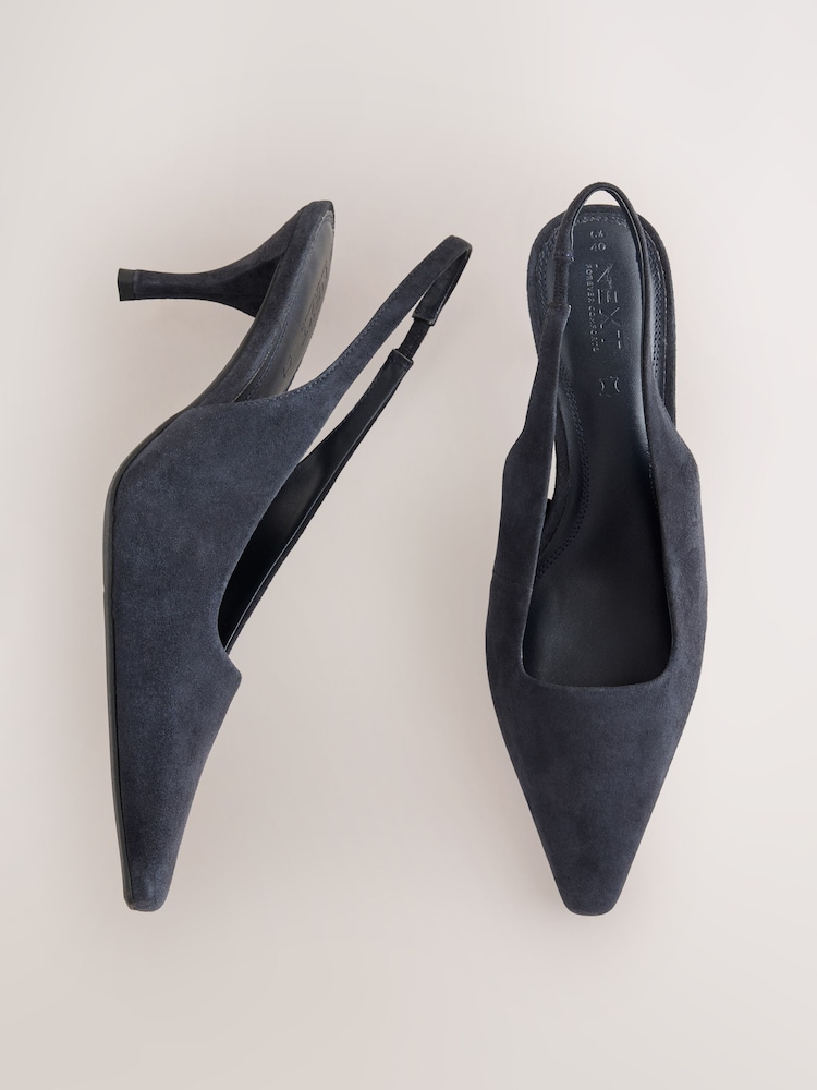 Navy Forever Comfort® Chisel Toe Slingback Heels - Image 2 of 5