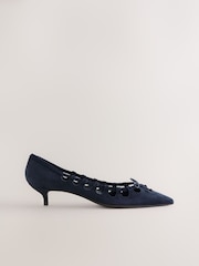 Navy Forever Comfort® Suede Low Cut Out Heels - Image 1 of 5