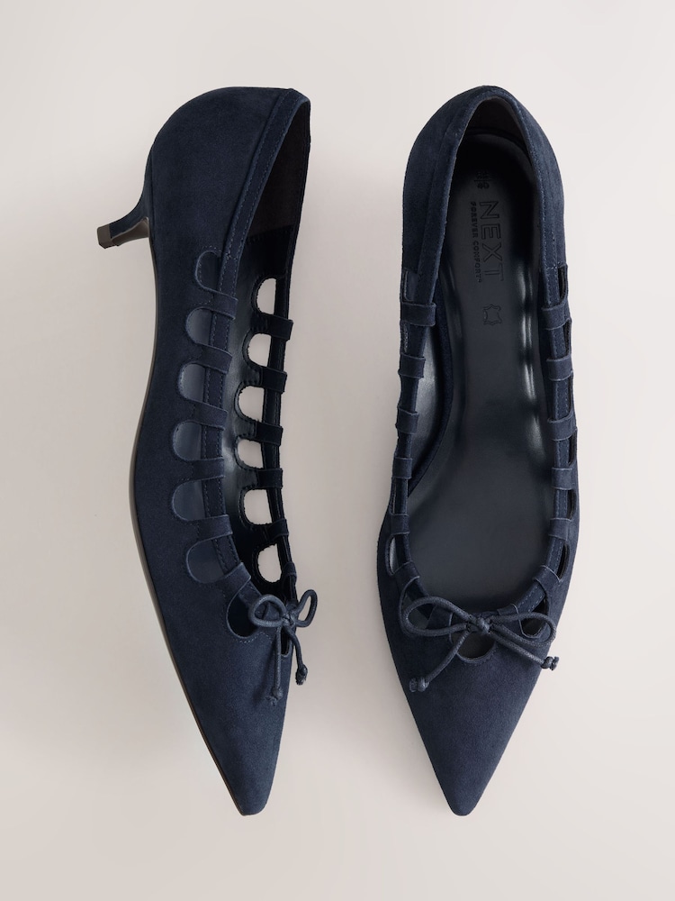 Navy Forever Comfort® Suede Low Cut Out Heels - Image 2 of 5