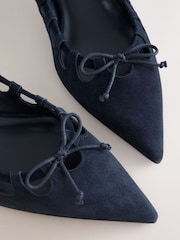 Navy Forever Comfort® Suede Low Cut Out Heels - Image 4 of 5
