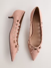 Rose Pink Forever Comfort® Suede Low Cut Out Heels - Image 1 of 5