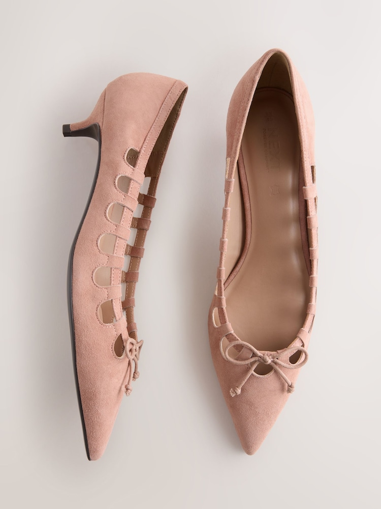Rose Pink Forever Comfort® Suede Low Cut Out Heels - Image 1 of 5