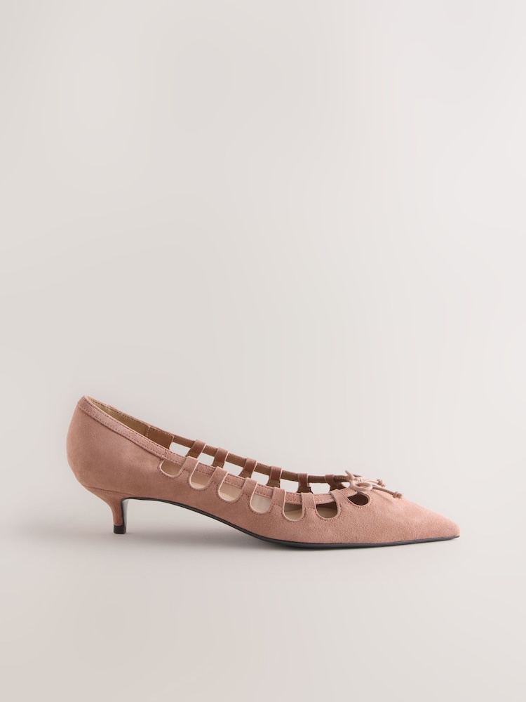 Rose Pink Forever Comfort® Suede Low Cut Out Heels - Image 2 of 5
