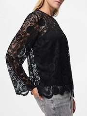 PIECES Čipkasti top Dugi rukav - Slika 3 od 5