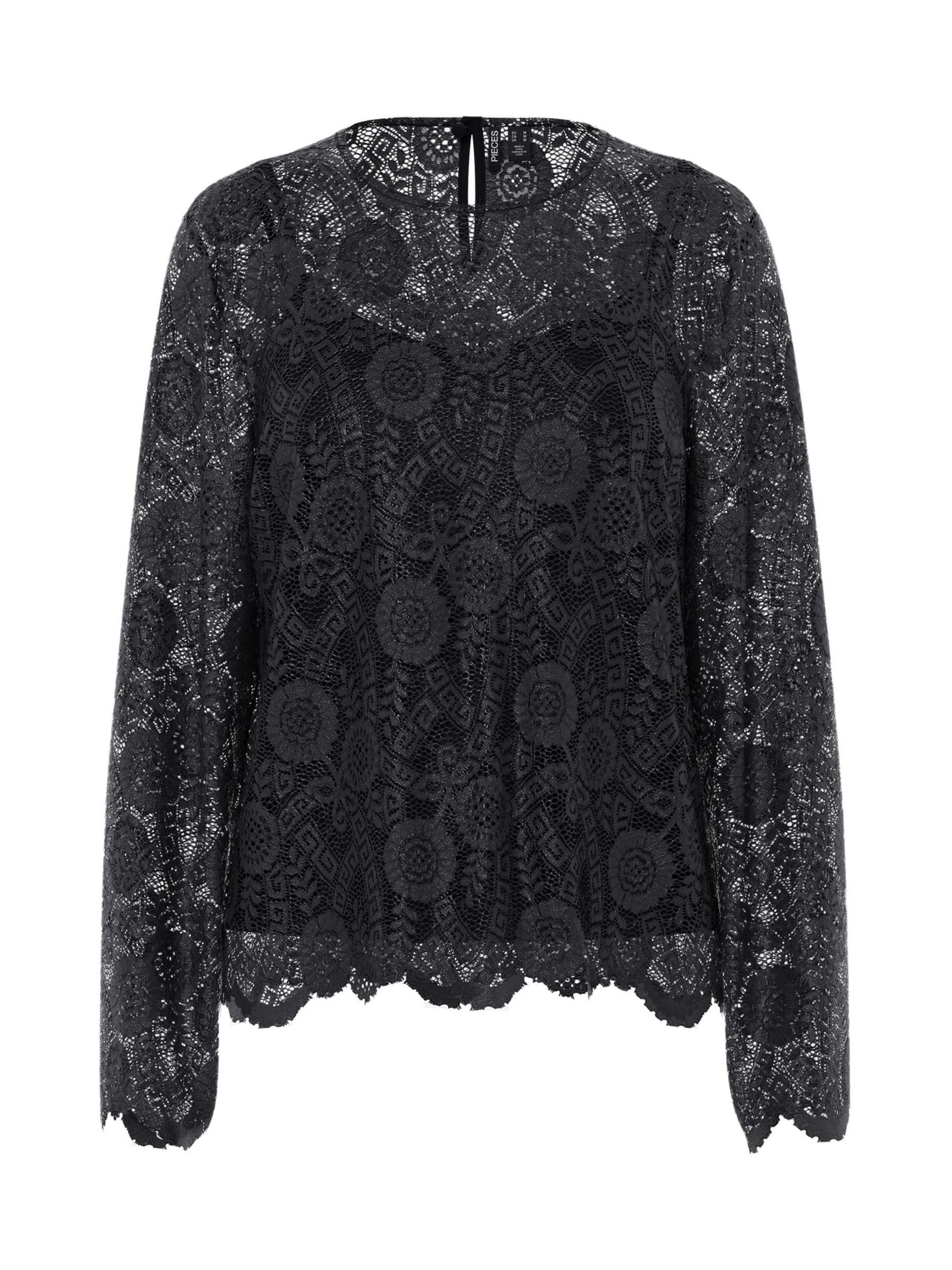 Buy PIECES Black Long Sleeve Lace Top from Next Canada