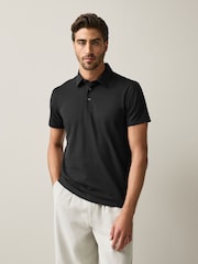 Black Slim Fit Motionflex Short Sleeve Polo Shirt - Image 1 of 7