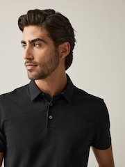 Black Slim Fit Motionflex Short Sleeve Polo Shirt - Image 4 of 7