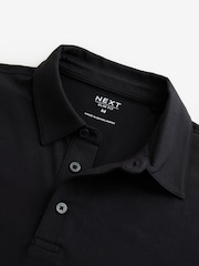 Black Slim Fit Motionflex Short Sleeve Polo Shirt - Image 6 of 7