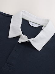 Navy Blue Short Sleeve Texture Rib Rugby Shirt - Image 5 of 7