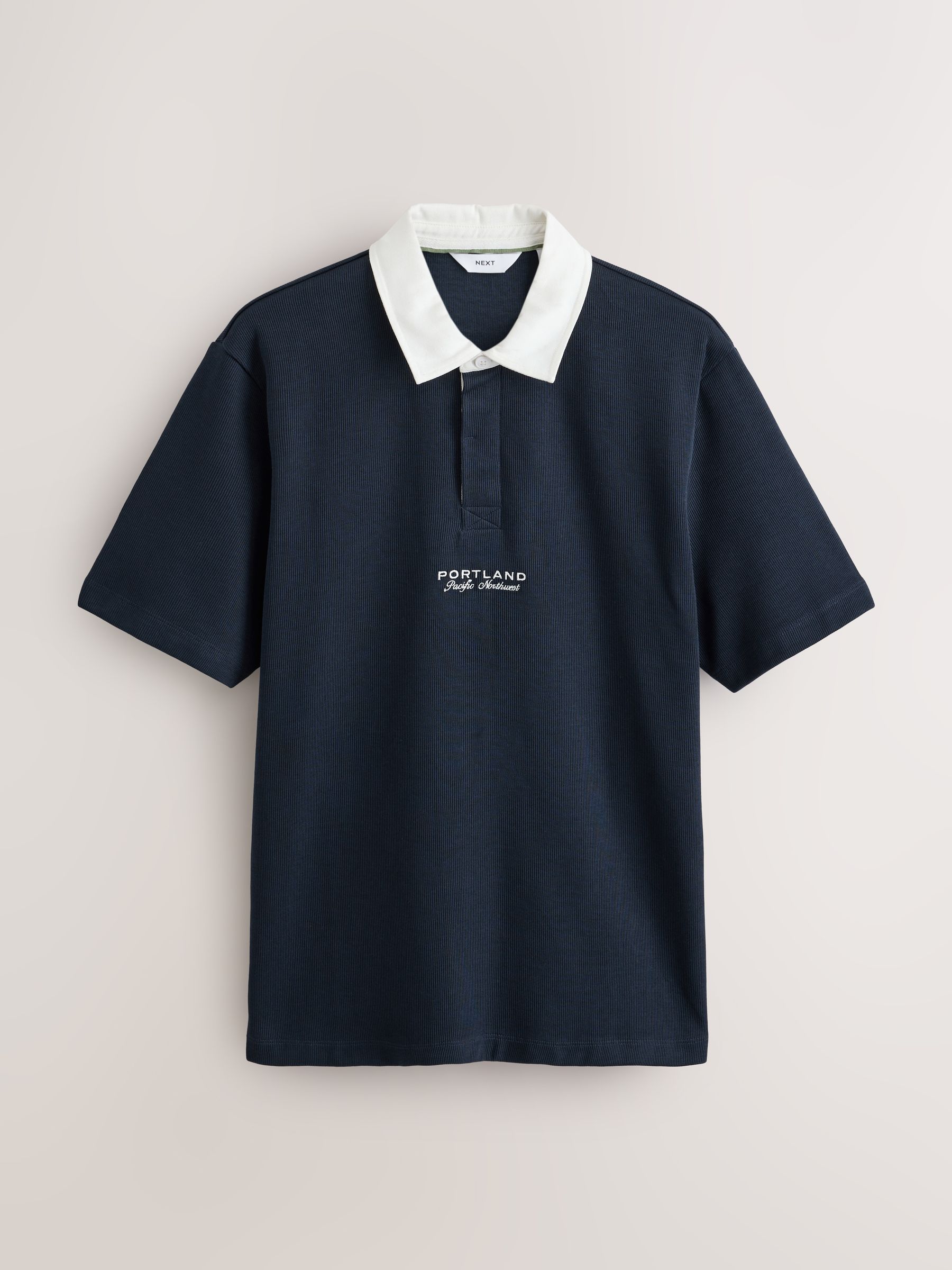 Buy Navy Blue Short Sleeve Texture Rib Rugby Shirt from Next USA