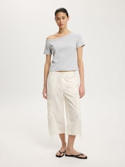 Cotton On Grey Arlie Asymmetric Short Sleeve Top - Image 1 of 4
