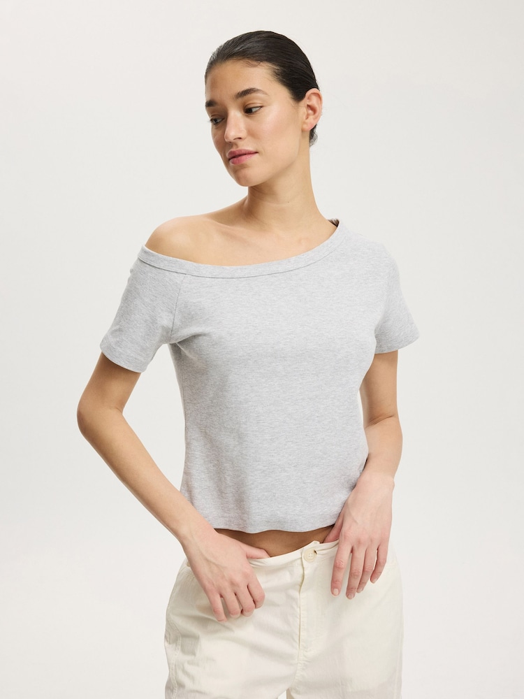 Cotton On Grey Arlie Asymmetric Short Sleeve Top - Image 2 of 4 Cotton On Grey Arlie Asymmetric Short Sleeve Top - Image 2 of 4