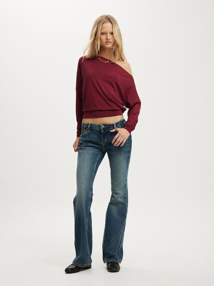 Cotton On Red Peyton Off Shoulder Long Sleeve Top - Image 1 of 4 Cotton On Red Peyton Off Shoulder Long Sleeve Top - Image 1 of 4