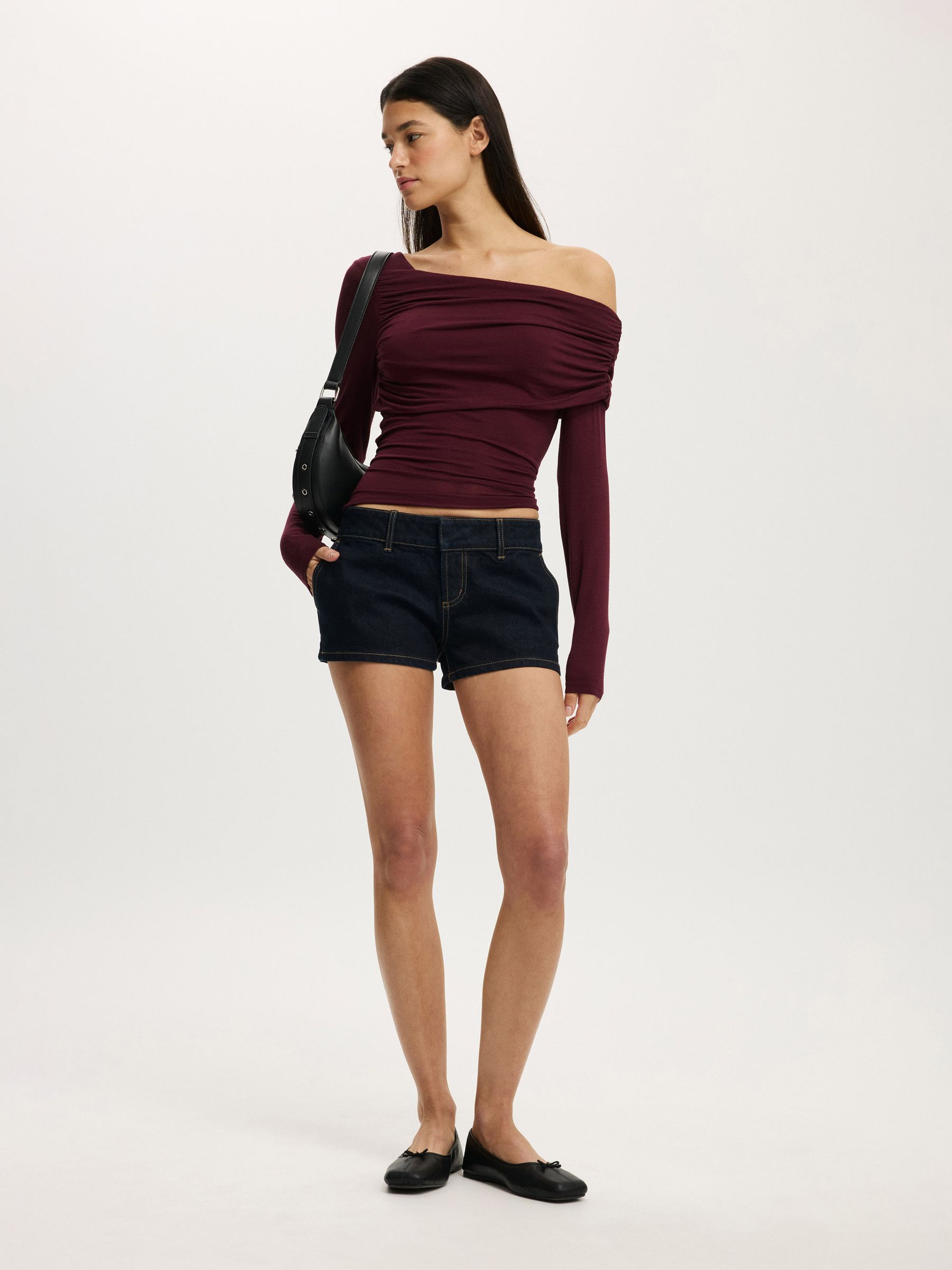 Cotton On Purple One Shoulder Base Layer Long Sleeve Top