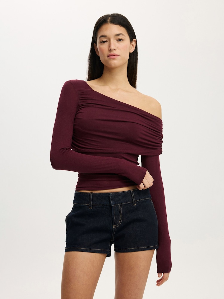 Cotton On Purple One Shoulder Base Layer Long Sleeve Top - Image 2 of 4 Cotton On Purple One Shoulder Base Layer Long Sleeve Top - Image 2 of 4