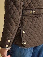 Joules Highclere Chocolate Brown Showerproof Diamond Quilted Jacket - Image 10 of 12