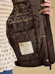 Joules Highclere Chocolate Brown Showerproof Diamond Quilted Jacket - Image 11 of 12