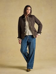 Joules Highclere Chocolate Brown Showerproof Diamond Quilted Jacket - Image 3 of 12