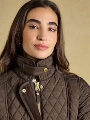 Joules Highclere Chocolate Brown Showerproof Diamond Quilted Jacket - Image 4 of 12