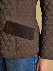 Joules Highclere Chocolate Brown Showerproof Diamond Quilted Jacket - Image 5 of 12