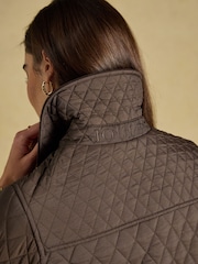 Joules Highclere Chocolate Brown Showerproof Diamond Quilted Jacket - Image 9 of 12