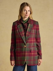 Hackmore Red Check Relaxed Fit Tweed Blazer With Wool - Image 1 of 11