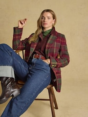 Hackmore Red Check Relaxed Fit Tweed Blazer With Wool - Image 3 of 11